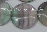 CFL169 15.5 inches 30mm flat round natural fluorite beads wholesale