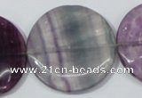 CFL170 15.5 inches 35mm flat round natural fluorite beads wholesale