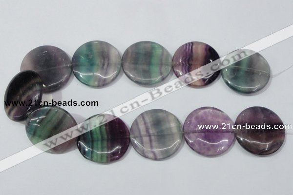 CFL170 15.5 inches 35mm flat round natural fluorite beads wholesale