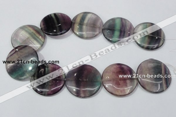 CFL171 15.5 inches 40mm flat round natural fluorite beads wholesale