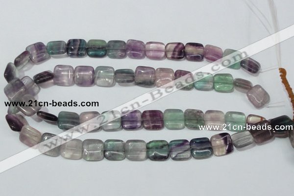 CFL174 15.5 inches 14*14mm square natural fluorite beads wholesale