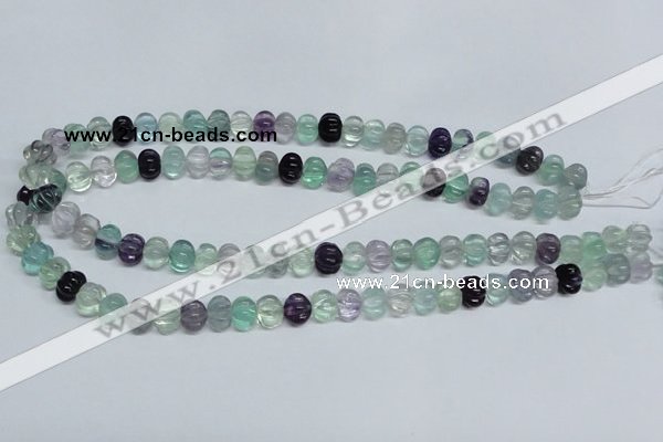 CFL300 15.5 inches 8*10mm carved rondelle natural fluorite beads