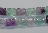 CFL305 15.5 inches 8*10mm carved column natural fluorite beads