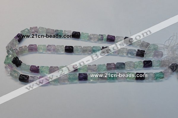 CFL305 15.5 inches 8*10mm carved column natural fluorite beads