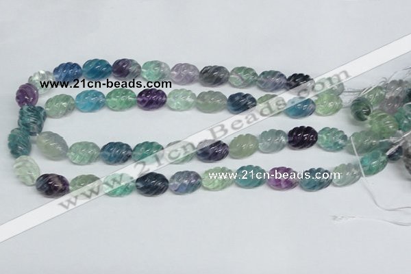 CFL306 15.5 inches 12*16mm carved rice natural fluorite beads