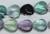 CFL317 15.5 inches 15*15mm heart natural fluorite beads wholesale