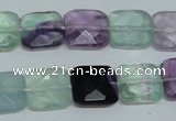 CFL319 15.5 inches 14*14mm faceted square natural fluorite beads