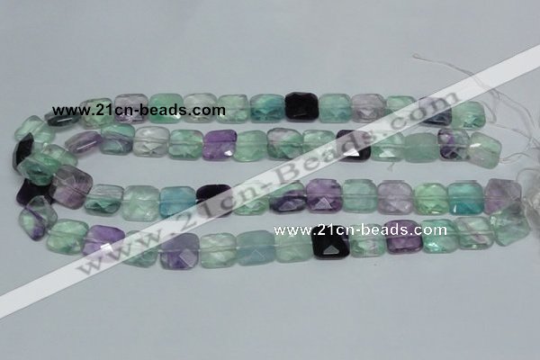 CFL319 15.5 inches 14*14mm faceted square natural fluorite beads