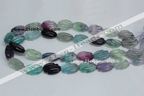 CFL321 15.5 inches 16*24mm carved oval natural fluorite beads