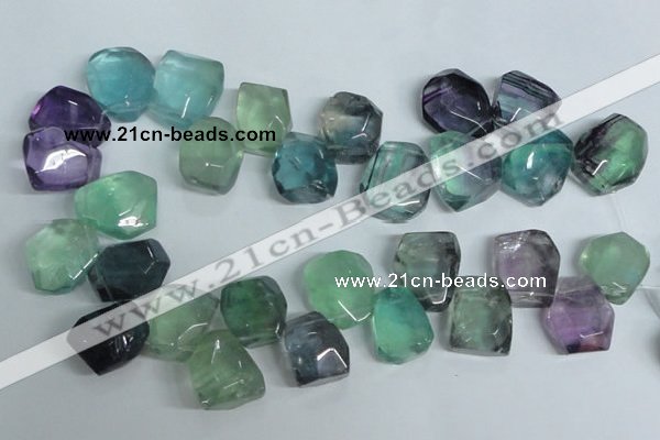 CFL332 15.5 inches 20*24mm faceted nugget natural fluorite beads