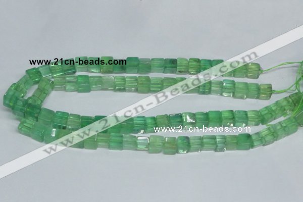 CFL338 15.5 inches 8*8mm cube natural green fluorite beads