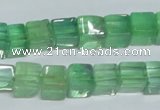 CFL339 15.5 inches 10*10mm cube natural green fluorite beads