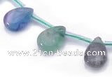 CFL35 8*12mm teardrop B grade natural fluorite beads Wholesale