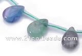 CFL36 B grade 10*14mm teardrop natural fluorite gemstone beads