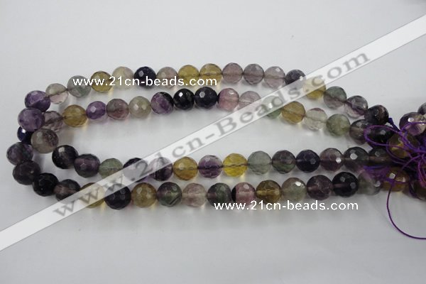 CFL405 15.5 inches 12mm faceted round rainbow fluorite beads