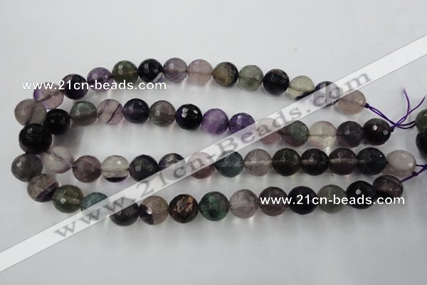 CFL406 15.5 inches 14mm faceted round rainbow fluorite beads