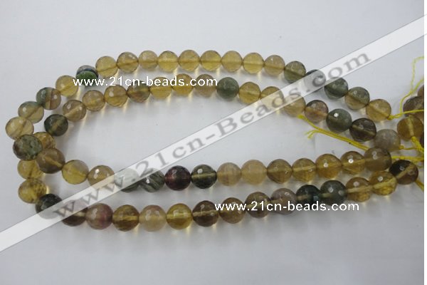 CFL455 15.5 inches 12mm faceted round rainbow fluorite beads