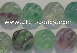 CFL459 15.5 inches 16mm carved round natural fluorite beads