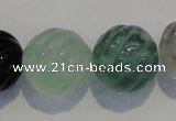 CFL461 15.5 inches 20mm carved round natural fluorite beads