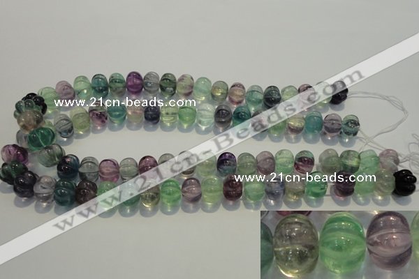 CFL468 15.5 inches 10*14mm pumpkin natural fluorite beads