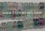 CFL471 15.5 inches 6*8mm carved rondelle natural fluorite beads