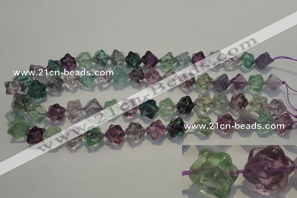 CFL482 15.5 inches 10*10mm carved cube natural fluorite beads