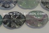 CFL498 15.5 inches 18*25mm wavy oval natural fluorite beads