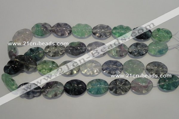 CFL498 15.5 inches 18*25mm wavy oval natural fluorite beads