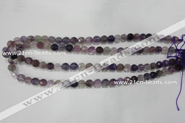 CFL500 15.5 inches 8mm faceted round fluorite beads wholesale