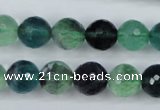 CFL54 15.5 inches 12mm faceted round AB grade natural fluorite beads