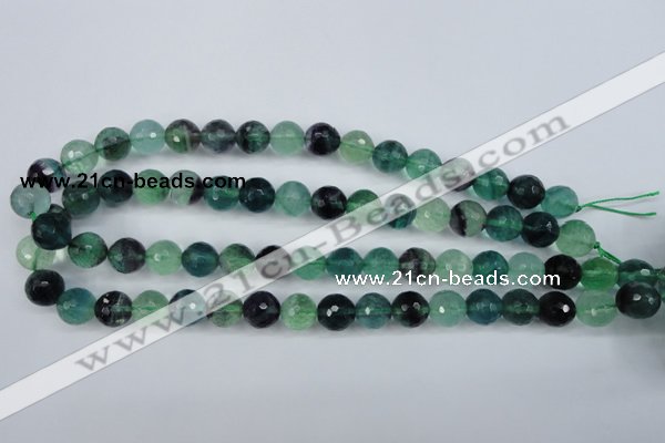 CFL54 15.5 inches 12mm faceted round AB grade natural fluorite beads