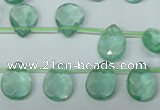 CFL650 Top-drilled 10*14mm faceted briolette green fluorite beads