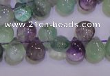 CFL703 Top-drilled 9*11mm teardrop natural fluorite beads wholesale