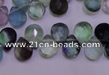 CFL705 Top-drilled 9*11mm faceted briolette natural fluorite beads