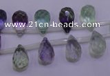 CFL708 Top-drilled 8*12mm faceted teardrop natural fluorite beads