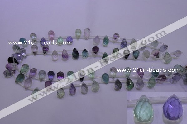 CFL708 Top-drilled 8*12mm faceted teardrop natural fluorite beads