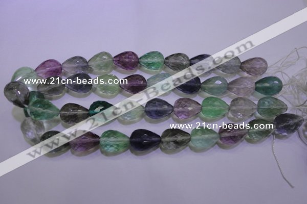 CFL715 15.5 inches 15*20mm faceted teardrop natural fluorite beads