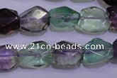 CFL726 15.5 inches 11*15mm faceted nuggets natural fluorite beads