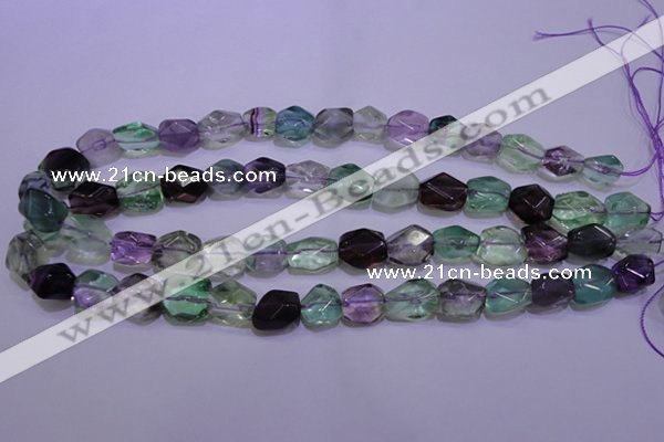 CFL726 15.5 inches 11*15mm faceted nuggets natural fluorite beads