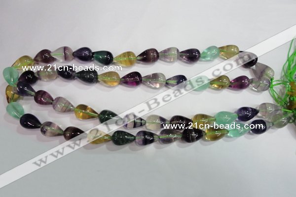 CFL765 15.5 inches 8*12mm teardrop rainbow fluorite gemstone beads