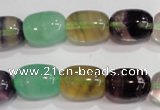 CFL771 15.5 inches 10*14mm drum rainbow fluorite gemstone beads