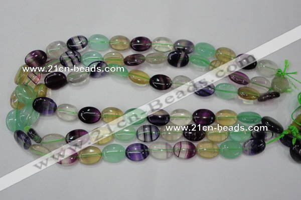 CFL775 15.5 inches 10*14mm oval rainbow fluorite gemstone beads