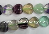 CFL790 15.5 inches 14mm heart rainbow fluorite gemstone beads