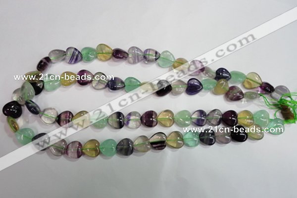 CFL790 15.5 inches 14mm heart rainbow fluorite gemstone beads