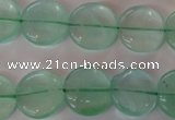 CFL864 15.5 inches 15mm flat round green fluorite gemstone beads