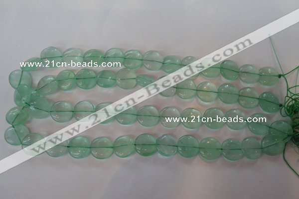 CFL864 15.5 inches 15mm flat round green fluorite gemstone beads