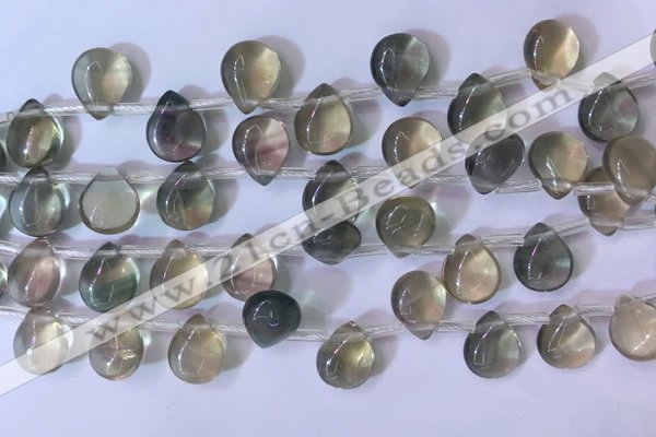 CFL962 Top drilled 9*12mm flat teardrop natural fluorite beads