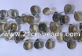 CFL963 Top drilled 10*14mm flat teardrop natural fluorite beads