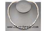 CFN104 potato white freshwater pearl & white howlite necklace, 16 - 24 inches