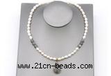 CFN159 baroque white freshwater pearl & labradorite necklace with pendant